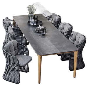 Venta al por mayor al aire libre comedor aluminio ratán cohete Mesa sillas Patio Hotel restaurante jardín fiesta o cafetería cuerda duradera - Product Image 2