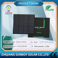 Module de panneau solaire SUNBOY 2W PERC 115*115MM 2BB 18-18,5% d'efficacité pour système de batterie 9V