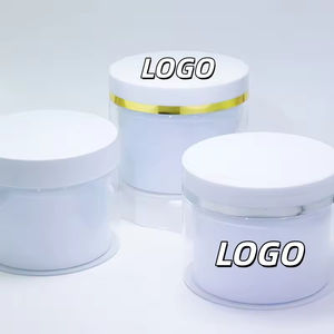 Hengjian 100g 200g 300g Double <b>Wall</b> Cosmetic Storage Container Plastic Skincare Makeup Eye Cream Jar with Gold Silver Cap - Product Image 1