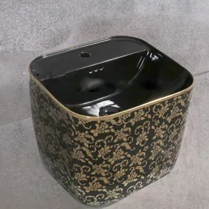 Produtos de banho sanitários lavatório conectar pia de cerâmica para banheiro, lavatório semi-pedestal montado na superfície