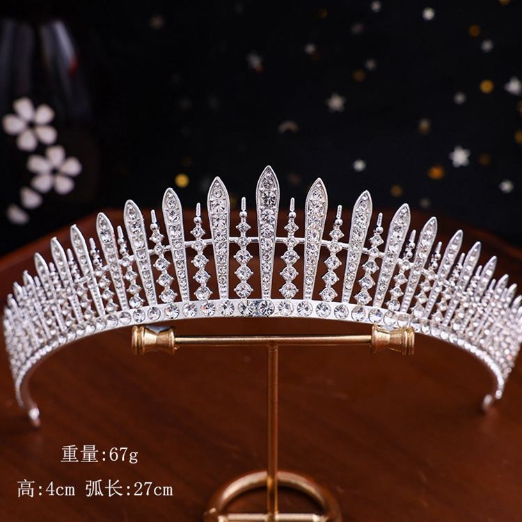 Tiara Nuziale Con Strass - Corona Di Cristallo Per Principesse - Oro/Argento 15x9 Cm - Per Matrimoni E Feste - Foto 8