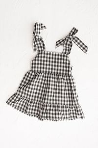 Gaun tanpa lengan anak perempuan katun 100% kustom gaun bertali bahu hitam genggang Crimson anak-anak - Product Image 2