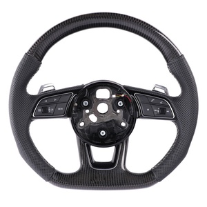 Volant pour <span class=keywords><strong>Audi</strong></span> B9/B8/S3/A7/A5/A4/C7/A3/Q3/A6/C6/<span class=keywords><strong>TT</strong></span>/S4/RS5/RS3/R8/Q5/S5/A8 - Design <span class=keywords><strong>sport</strong></span> en fibre de carbone et cuir - Product Image 3