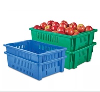 Caisses empilables et emboîtables en plastique robuste ventilées pour usage commercial en gros, pour le stockage des fruits et légumes