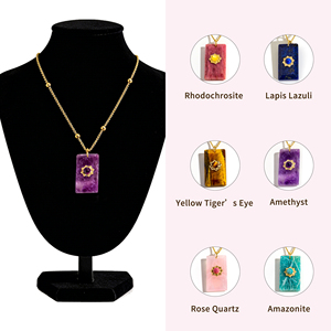 Collar con Colgante Cuadrado de Piedra Natural, Acero Inoxidable, Dijes de Gemas Coloridas en Forma de Estrella, Collares de Moda Y2K, Joyería para Mujer - Product Image 2