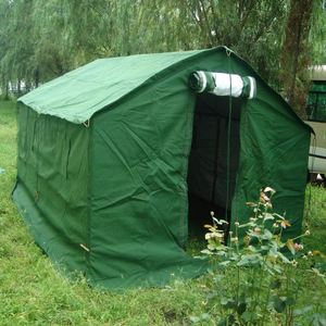 Carpa Personalizada Estilo Africano de Una Habitación, 3mx4m, Doble Capa, Impermeable, para las Cuatro Estaciones, para 10 Personas, Verde Militar/Verde Oliva - Product Image 1