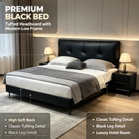 Lit Double Luxe Moderne et Minimaliste en Cuir, Cadre de Lit King Size Populaire et Créatif, Lit Doux pour Chambre à Coucher