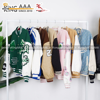 KungFu KingAAA Grosir Seragam Baseball Bekas Jaket Varsity Warna Kontras Jaket Baseball Vintage Bekas Pakaian Bekas