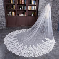 Voiles de Mariée de Luxe 2025 Blanc 3m 4m 5m Long Voile Cathédrale de Mariage Ivoire avec Dentelle Appliquée Perles et Cristaux