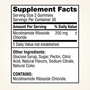 Gomitas de Nicotinamida Ribósido OEM ODM 250mg 60 Unidades, Proveedor de Marca Privada al por Mayor - Product Image 2