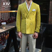Été Version coréenne Commuting Casual Suit Fashion Trend Slim Men Linen Lapel Lapel Casual Suit