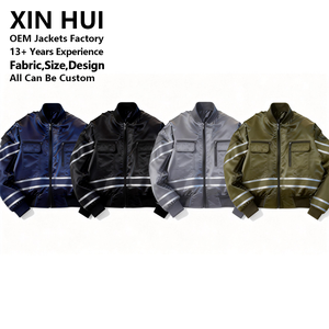 Chaqueta Bomber de Poliéster Estilo Urbano Invierno 2026 Personalizada al por Mayor con Cuello Alto y Tiras Reflectantes - Chaqueta Casual Gruesa para Hombre - Product Image 4