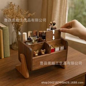 Solid Wood Desktop Makeup Brush <b>Storage</b> Box 17x12x15cm Cosmetic Organizer For Bedroom <b>Dressing</b> <b>Table</b> - Product Image 3