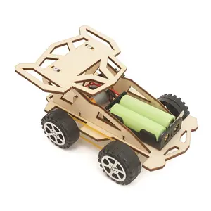 나무 줄기 과학 교육 장난감에서 자동차 4 륜에 DIY 어린이 전기 자동차 타기