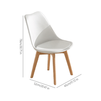 Chaise de salle à manger moderne en plastique PP avec pieds en bois de hêtre et coussin rembourré pour la maison, le bureau et l'hôtel
