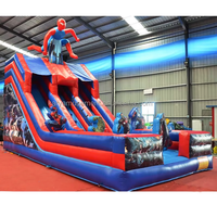 Château gonflable commercial durable, château sauteur super-héros, toboggan gonflable à double voie pour locations commerciales