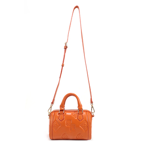 Wholesale Custom Logo Full Embossed Pattern Waterproof Genuine Leather Cylinder Fashion <b>Handbag</b> - Product Image 2