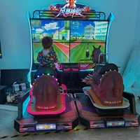 Machine de jeu de simulation d'équitation, simulateur de course interactif, jeu de parc d'attractions, jeu de mouvement, Storm Steed, quatre écrans