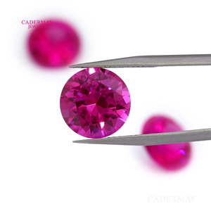 Cadermay Lab Created Rose Red Ruby Round Loose Gemstone For Jewelry Making - Product Image 3