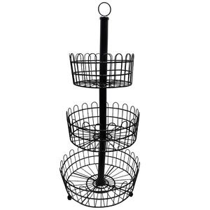 Cesta de alambre con recubrimiento de polvo europeo hecha a mano de hierro, organizador de almacenamiento de cocina Rectangular de doble piso para frutas y verduras, uso en el hogar - Product Image 6