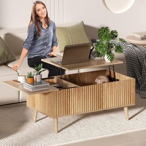 This is a <b>small</b>, minimalist <b>wooden</b> coffee <b>table</b> with height adjustment, suitable for <b>small</b> apartments. It features a large - Product Image 1