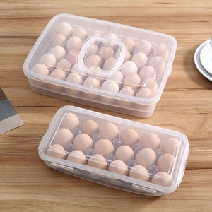 Contenedor de almacenamiento de huevos de plástico portátil, soporte transparente para huevos con tapa para refrigerador, caja organizadora de cocina - Product Image 5