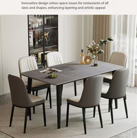 Ensemble de table à manger en pierre frittée, mobilier de salle à manger rectangulaire moderne avec chaises en PU, table à manger pour la maison et les restaurants, vente en gros