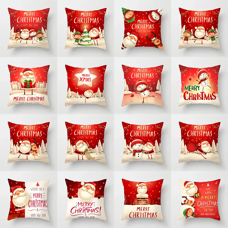 2021 Design New Product Christmas Cartoon Throw Pillow Cushion Cover Home Decorative Pillowcase