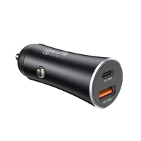 Cargador de Coche USB Metálico Super Mini de 18W, Carga Rápida QC3.0, Adaptador de Coche de Doble Puerto para Vehículos de 12V-24V