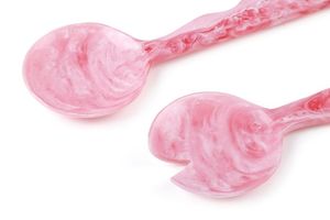 Ensemble cuillère et fourchette à salade classiques en résine couleur personnalisée plaqué or rose, faits à la main, durables et légers pour la cuisine - Product Image 5