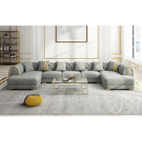 Sofá Modular en Forma de U de Terciopelo de Alta Gama, Estilo Italiano de Lujo, Sofá Moderno para Sala de Estar