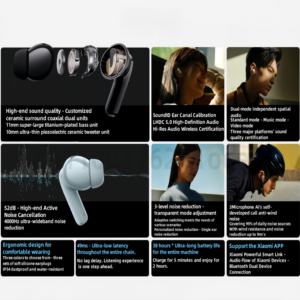 Écouteurs <span class=keywords><strong>Bluetooth</strong></span> TWS Xiao Mi Redmi Buds 5 Pro avec réduction de <span class=keywords><strong>bruit</strong></span>, autonomie de 40 heures, appels <span class=keywords><strong>anti</strong></span>-<span class=keywords><strong>bruit</strong></span> du vent, écouteurs JM - Product Image 4