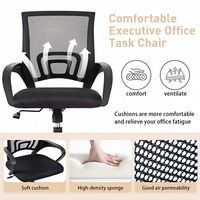 Fauteuil de bureau exécutif ergonomique moderne en tissu maillé intégral, inclinable avec appui-tête fixe et fonction pivotante pour bureau à domicile et salon