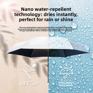 Mini parapluie portable noir pour femme, pliable en cinq sections, manuel, haut de gamme, protection solaire et pluie, design moderne, cadeau d'affaires - Product Image 2