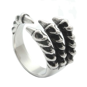 Dragon Claw <b>Ring</b> Stainless Steel Men's Punk Retro <b>Silver</b> Animal Shape Jewelry Gift - Product Image 1