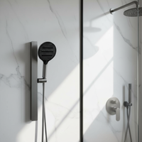 Panneau de douche en cuivre poli avec jet de pluie doux, design moderne, ensemble de douche mural pour hôtel et villa