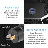Pengisi Daya Mobil Dual USB Quick Charge 3.0 PD USB-C dengan Amplifier Stereo 12V Voltmeter & Sakelar Daya untuk Mobil, Kapal, Truk