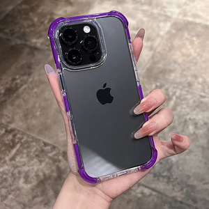 <span class=keywords><strong>Nouvelle</strong></span> coque de téléphone minimaliste transparente avec bordure colorée pour iPhone 17 16 15 14 13 Pro Max, protection antichoc aux quatre coins - Product Image 2
