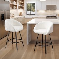 Tabouret de bar moderne de luxe à hauteur de comptoir rembourré et pivotant à 360 ° avec dossier pour la cuisine