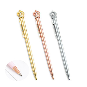 Supply New Creative Cute Crown Metal Ballpoint <b>Pen</b> With Spinning Print Logo Custom Laser Engraved for Stationery Office - Product Image 1