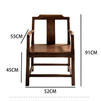 Chaise de salle à manger en bois massif style Japandi, fauteuil moderne minimaliste finition noyer, chaise longue style zen oriental, portable pour villa