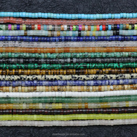 Perles Heishi Entretoises en Pierre Naturelle, Perles Rondelles pour la Fabrication de Bijoux DIY 2x4, 3x6mm, Fil de 38cm