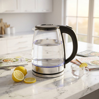 Vente directe d'usine, bouilloire électrique en verre de 2 L, prix de gros, bouilloire à eau transparente de 2,0 L avec LED bleue