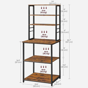 Estante de Cocina de Hierro de 5 Niveles con Gabinete de Almacenamiento, Estante para Microondas, Funciona como Estación de Trabajo para Almacenamiento de Especias - Product Image 3