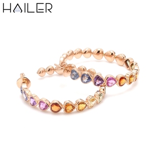 Pendientes de Aro Grandes y Finos con Colores del Arcoíris, Oro de 18K, Pendientes de Aro Geométricos Redondos para Mujer, Pendientes Huggie de Corazó<span class=keywords><strong>n</strong></span> a Corazó<span class=keywords><strong>n</strong></span> para Damas - Product Image 2