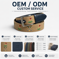 Ceinture de golf brodée marine pour hommes, en toile, avec logo personnalisé, marque privée, fournisseur en gros pour magasins professionnels