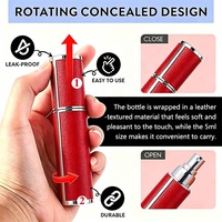 Botol Parfum Kaca Isi Ulang Mini 5ml 10ml Bulat, Portable, Bahan Kulit PU, Semprotan Ulir, Bagian Bawah Dapat Dilepas