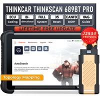 THINKSCAN 689BT PRO Escáner OBD2 de Sistema Completo, J2534 Pass-Thru, Mapa de Topología, Codificación ECU, Herramientas de Diagnóstico para Automóviles DOIP CANFD