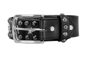 Custom Genuine Leather Star Studded <b>Belt</b> <b>Black</b> Star <b>Stud</b> Detail Custom Buckle Private Label OEM/ODM Wholesale Punk Street Style - Product Image 2