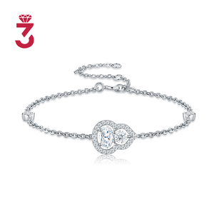 Pulsera de Moissanita al por Mayor, Pulsera de Plata S925 con Halo Ovalado en Forma de Calabaza, <span class=keywords><strong>Precio</strong></span> de Fábrica, Color D, VVS, Joyería al por Mayor - Product Image 3